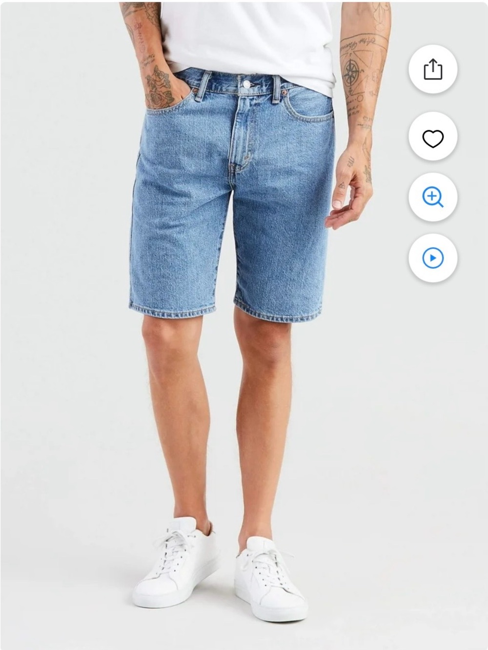 Vintage Levi’s 505 Men's Light Blue Denim Shorts “Jorts” Regular Fit Size 42